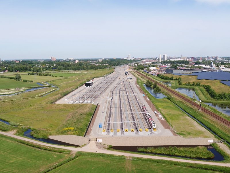 Het opstelterrein van opstelterrein De Vork. (Foto: � ProRail / Stefan Verkerk)