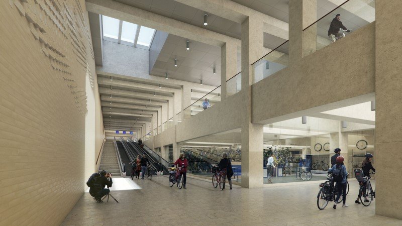 Een impressie van de nieuwe fietsenstalling welke in het station ge�ntegreerd wordt. (Foto: ProRail)