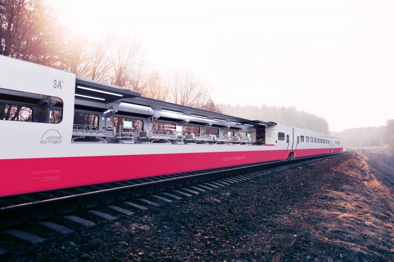 Een opengewerkte tekening van de ICUtrain (Foto: ICUtrain)