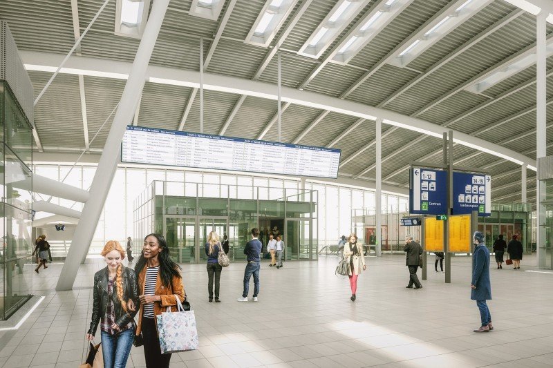 Een conceptafbeelding van het nieuwe reisnformatiebord op Utrecht Centraal (Foto: NS)
