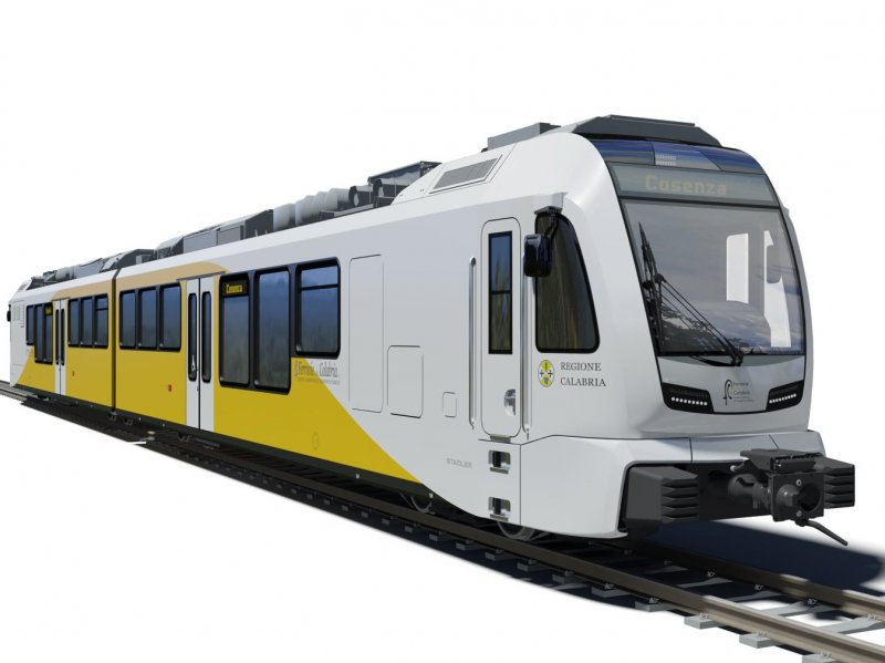 Een afbeelding van de nieuwe smalspoortreinen voor Itali� (Foto: Stadler)