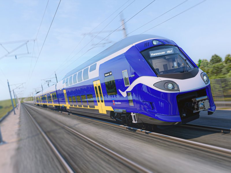 Het eerste ontwerp die gebaseerd was op de bekende 'Stream' kop die we op de ICNG van NS zien. (Rechten: Alstom)