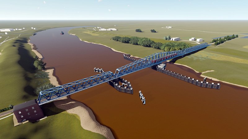 Het ontwerp van de nieuwe brug over de Ems. (Foto: Architectenbureau ARGE)