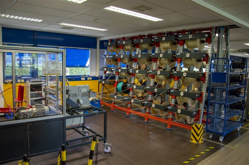 In de Kabelstraat worden complete kabelbundels samengesteld uit diverse soorten kabels.