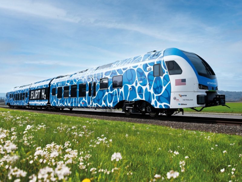 De Flirt H2 voor de SBCTA in Amerika. (Foto: Stadler)