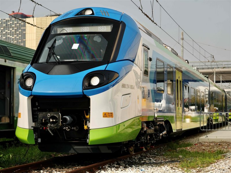 De waterstofvariant van de Coradia Stream werd in Itali� op de EXPO Ferroviaria 2023 gepresenteerd. (Foto: Alstom / Quasar Group)
