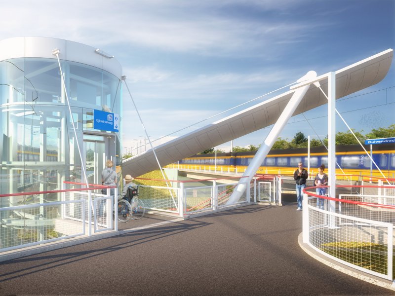 Een artist-impression van de nieuwe lift die inmiddels werkelijkheid is geworden. (Foto: ProRail)