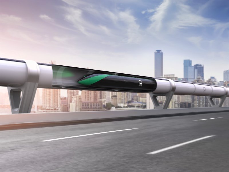 Een impressie van de toekomstige Hyperloop die zich via magnetisme en vacu�m voortbeweegt. (Foto: Delft Hyperloop)