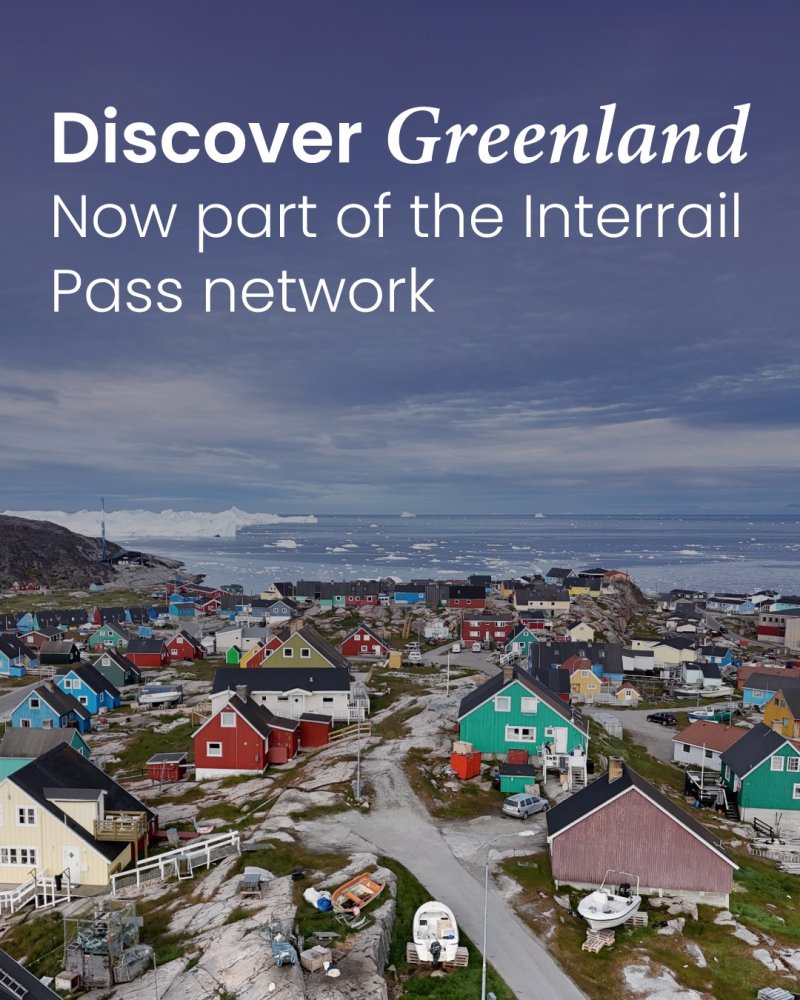 Het bericht van InterrailEU op Instagram over de deelname van Groenland. (Rechten: Interrail EU)