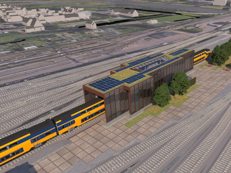 Een artiest impressie van de nieuwe kuilwielenbank. (Foto: NS)