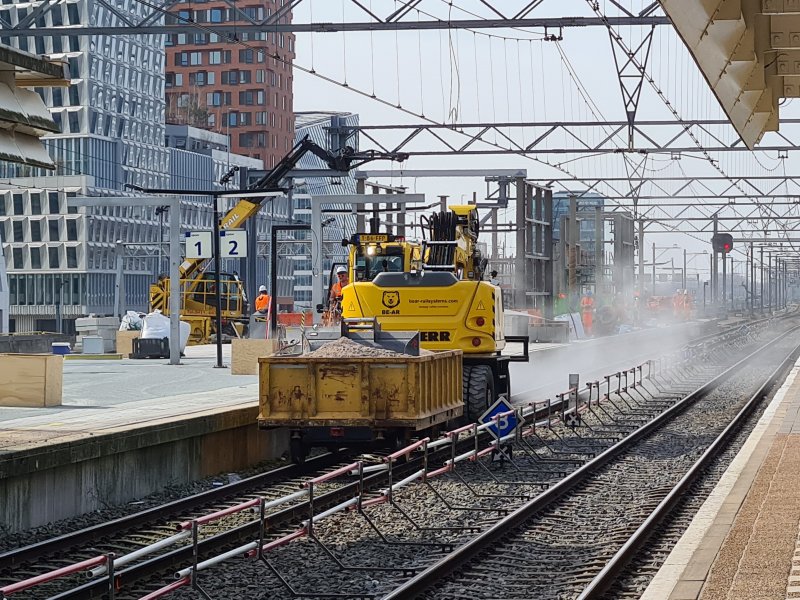 Recentelijke werkzaamheden op Amsterdam Zuid. (Rechten: Treinenweb)