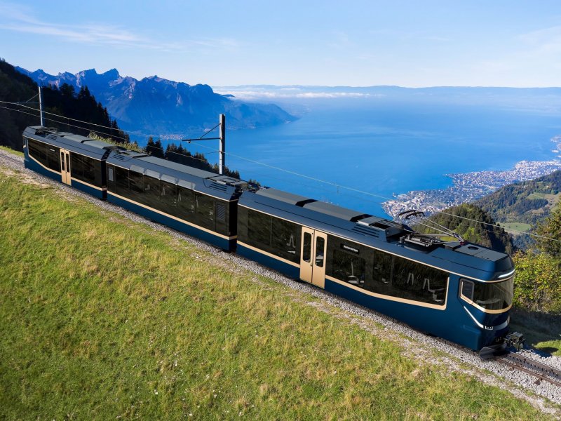 Het ontwerp van de nieuw te bouwen tandradtreinen door Stadler Rail. (Foto: Stadler Rail)