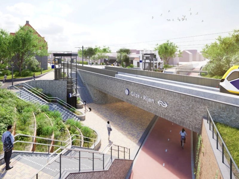 Het ontwerp van het nieuwe station Gilze-Rijen. (Foto: Gemeente Gilze-Rijen)