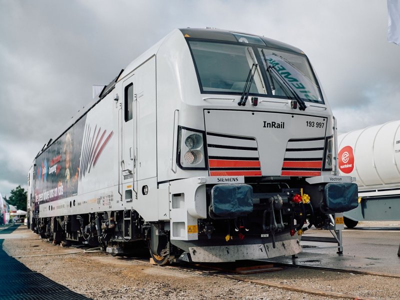 De Siemens Vectron voor RTC en InRail tijdens de Transport Logistic beurs in M�nchen. (Foto: Siemens Mobility)