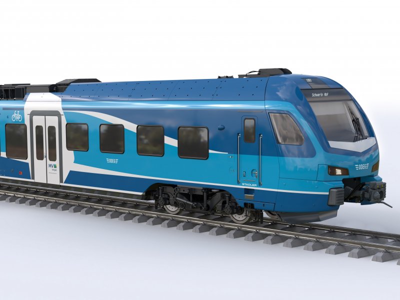 Zo komt de nieuwe Flirt voor ODEG er straks uit te zien. (Foto: Stadler Rail)