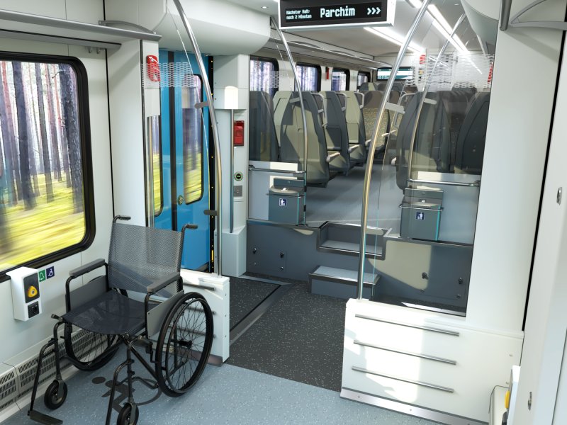 Het interieur van de nieuwe Flirt trein voor ODEG. (Foto: Stadler Rail)