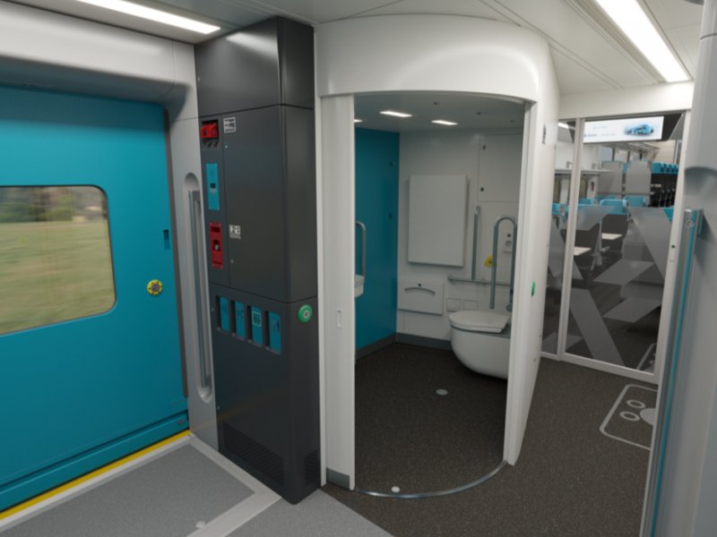 De toiletcabine in de trein.  (Foto: Arriva Flaky)