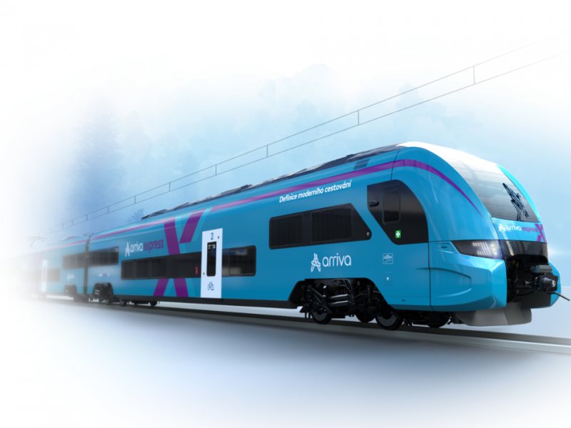 Het ontwerk van de nieuwe trein gebouwd door Skoda. (Foto: Arriva Flaky)