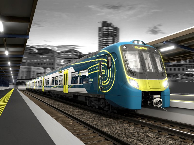 Een concept van de nieuwe trein voor Nieuw Zeeland. (Foto: Alstom)