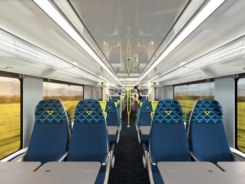 Er zijn zitplaatsen met een tafel aanwezig. (Foto: Alstom)