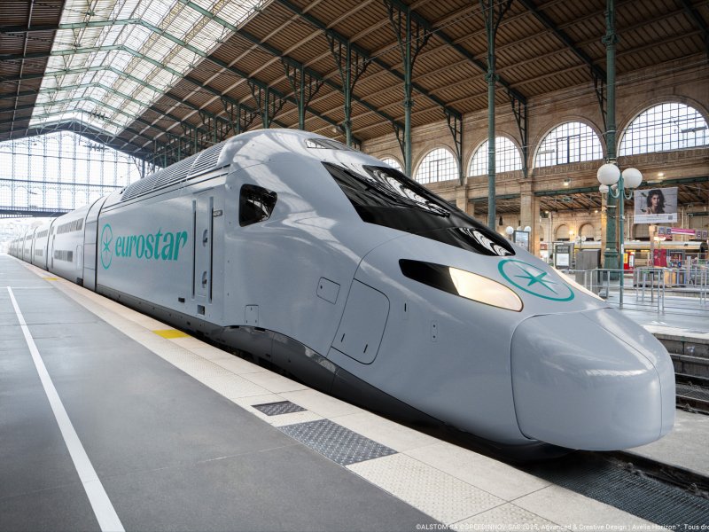 Het ontwerp van de nieuwe Eurostar Celestia. (Foto: Eurostar)