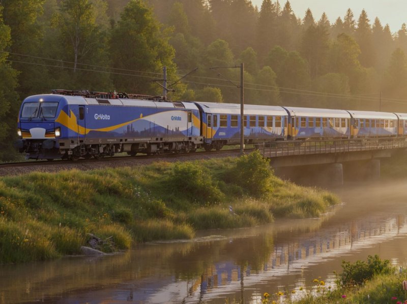 Een conceptafbeelding met hoe de trein er uit kan komen te zien. (Foto: GoVolta)