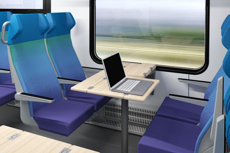 De nieuwe treinen zijn voorzien van handige uitklapbare tafels en veel vierzitsplaatsen. (Rechten: Stadler / Arriva Nederland)