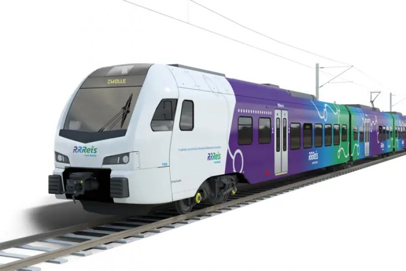 Het ontwerp van de nieuwe Flirt-treinen voor Keolis tussen Zwolle en Enschede. (Foto: Stadler / Keolis)
