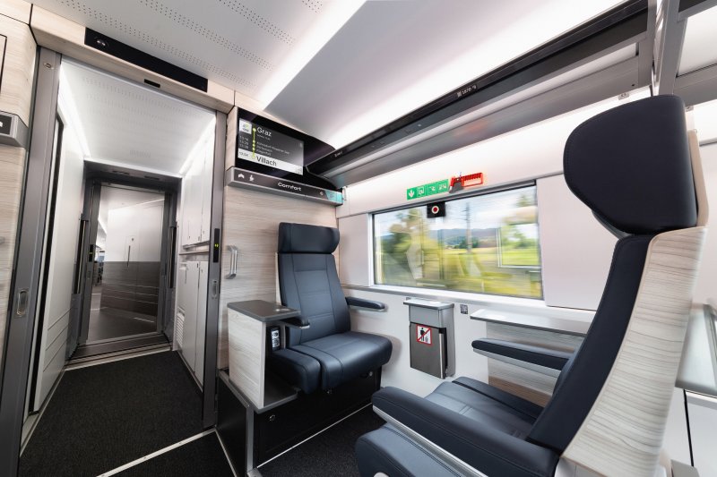 De businesszone van de eerste klas. (Rechten: Westbahn / Stefan Lengsteiner)