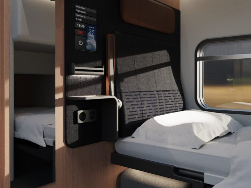 Een enkelpersoons-slaapcabine. (Foto: Trafikverket)