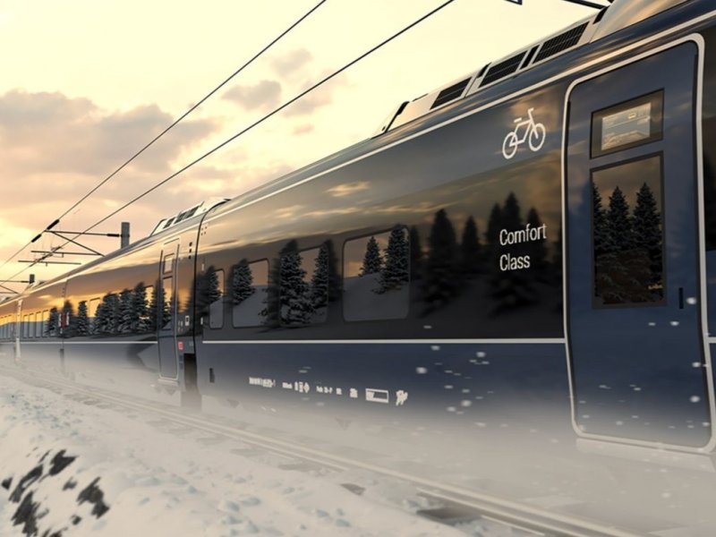 De nieuwe treinen zullen donkerblauw van kleur zijn. (Foto: Trafikverket)