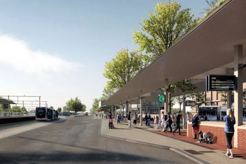 Een impressie van het busstation. (Foto: ProRail)
