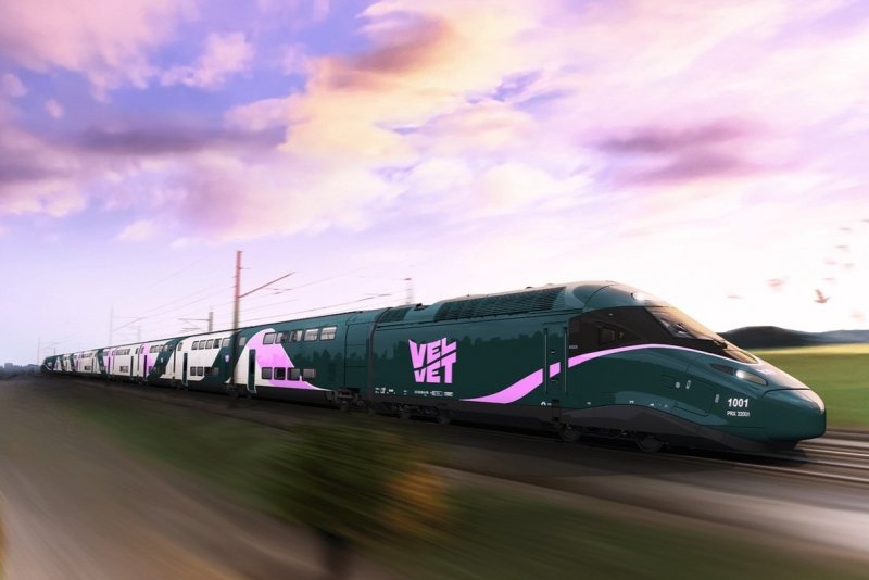 Het ontwerp van de nieuwe Velvet treinen waar je vanaf 2028 in zou moeten kunnen stappen. (Foto: Velvet)